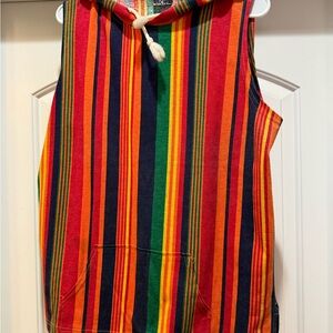 Colorful Striped Sleeveless Hoodie